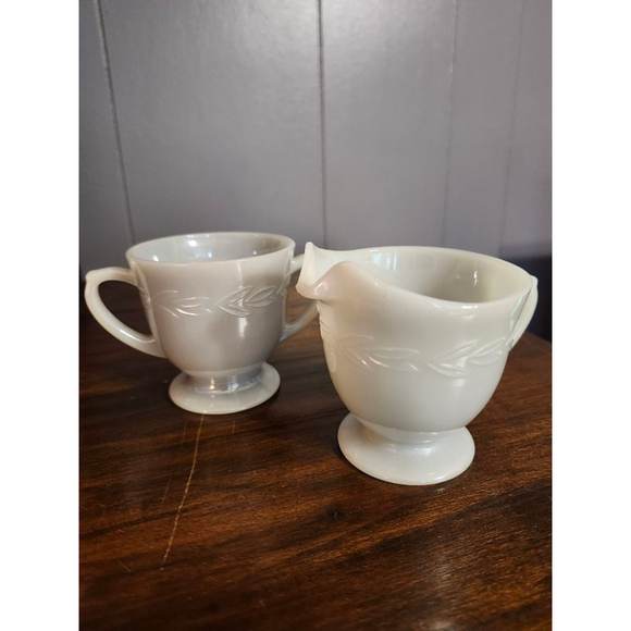 Fire King Other - Rare Vintage Gray Fire King Sugar Bowl and Creamer